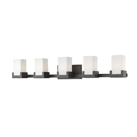 Z-Lite Peak 5 Light Vanity, Bronze & Clear Outside with Matte Opal Inside 1920-5V-BRZ-LED